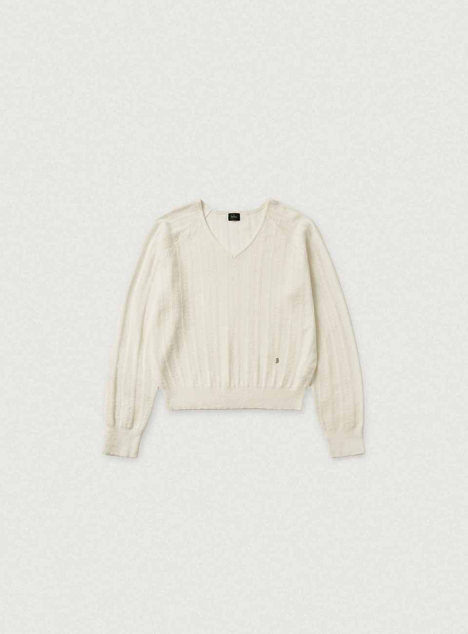 Veil Mohair Pointelle V-neck Knit - Ivory