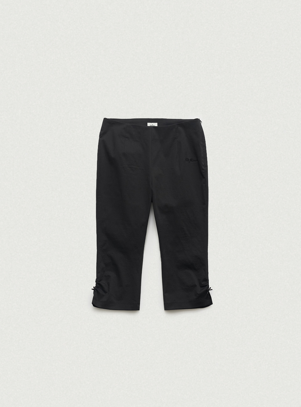 Rosy Ribbon Slit Capri Pants - Black