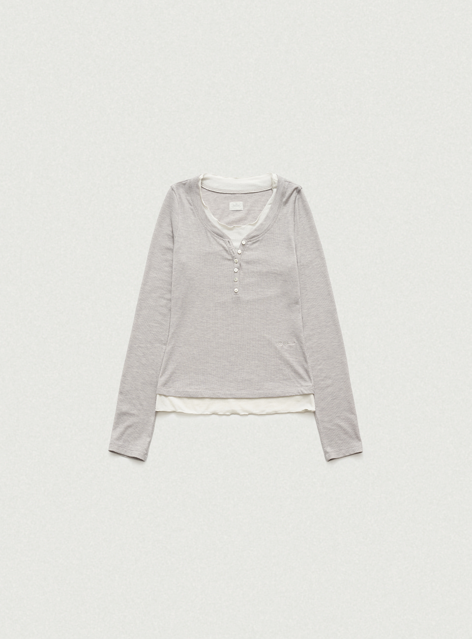Aimee Slim Layered T-shirt - Light Grey