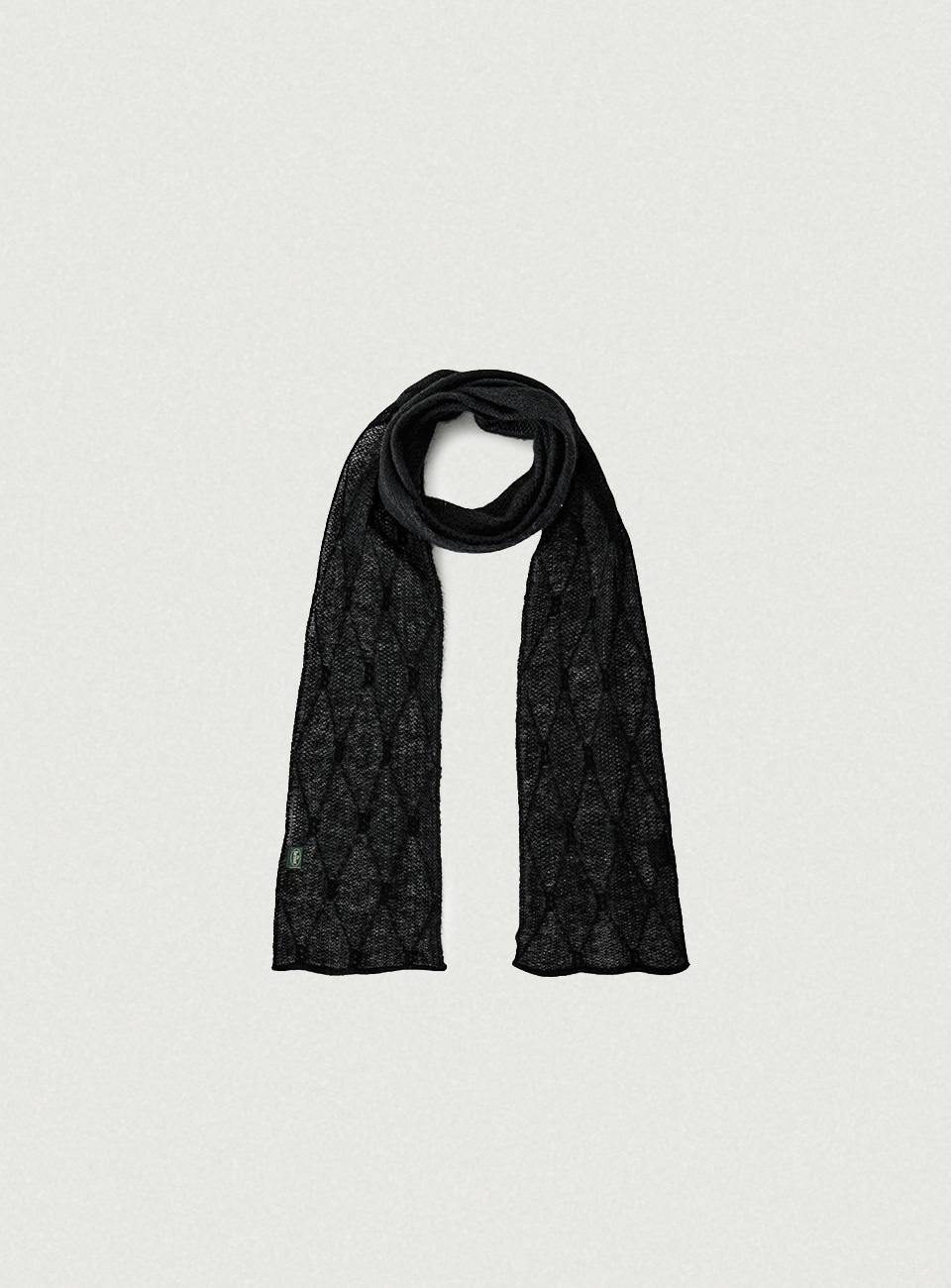 B Logo Sheer Knit Scarf - Black