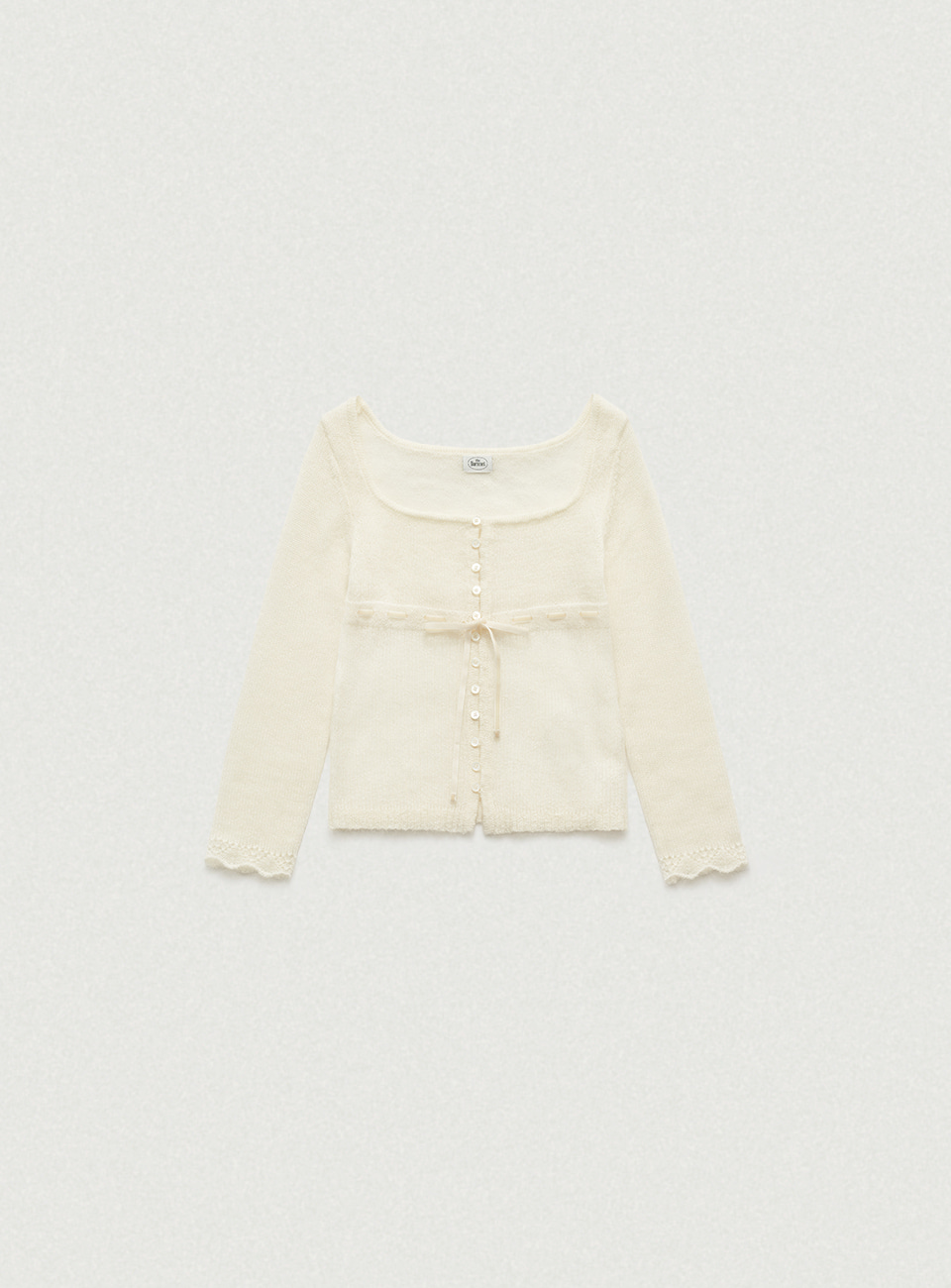 Velin Tie Mohair Knit Cardigan - Ivory