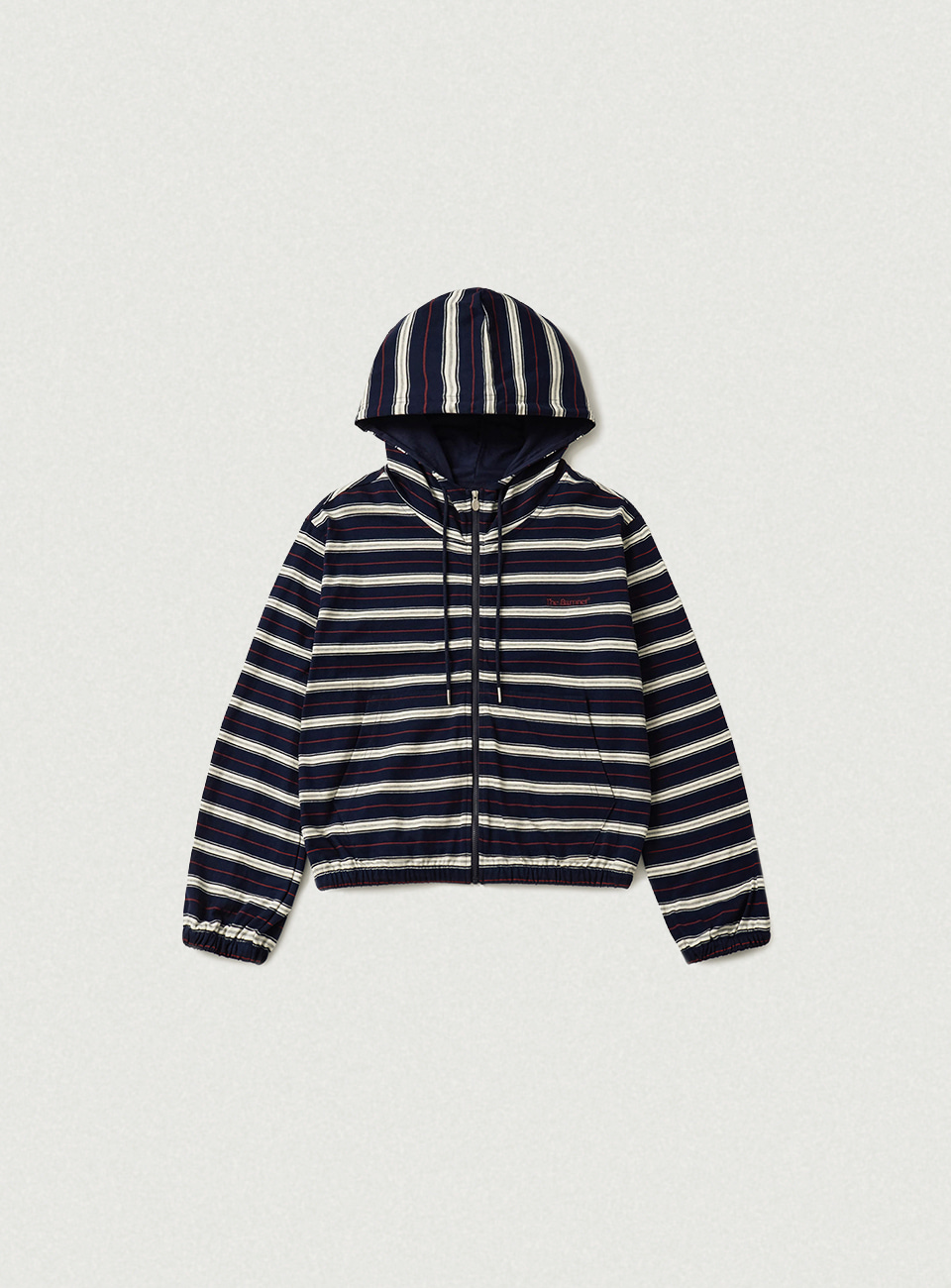 Lang Stripe Zip-Up Hoodie - Navy