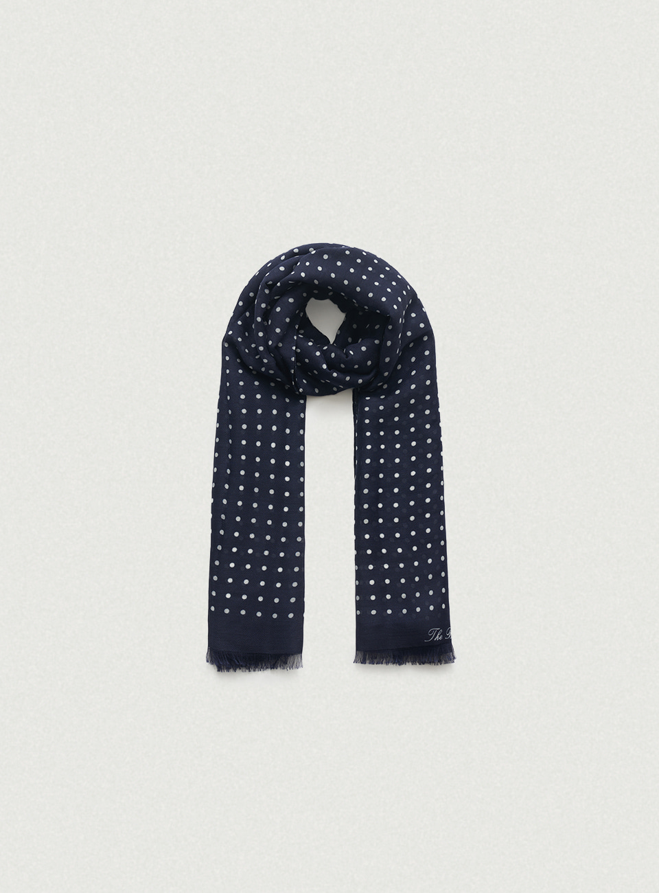 Dot Wool Silk Scarf - Navy