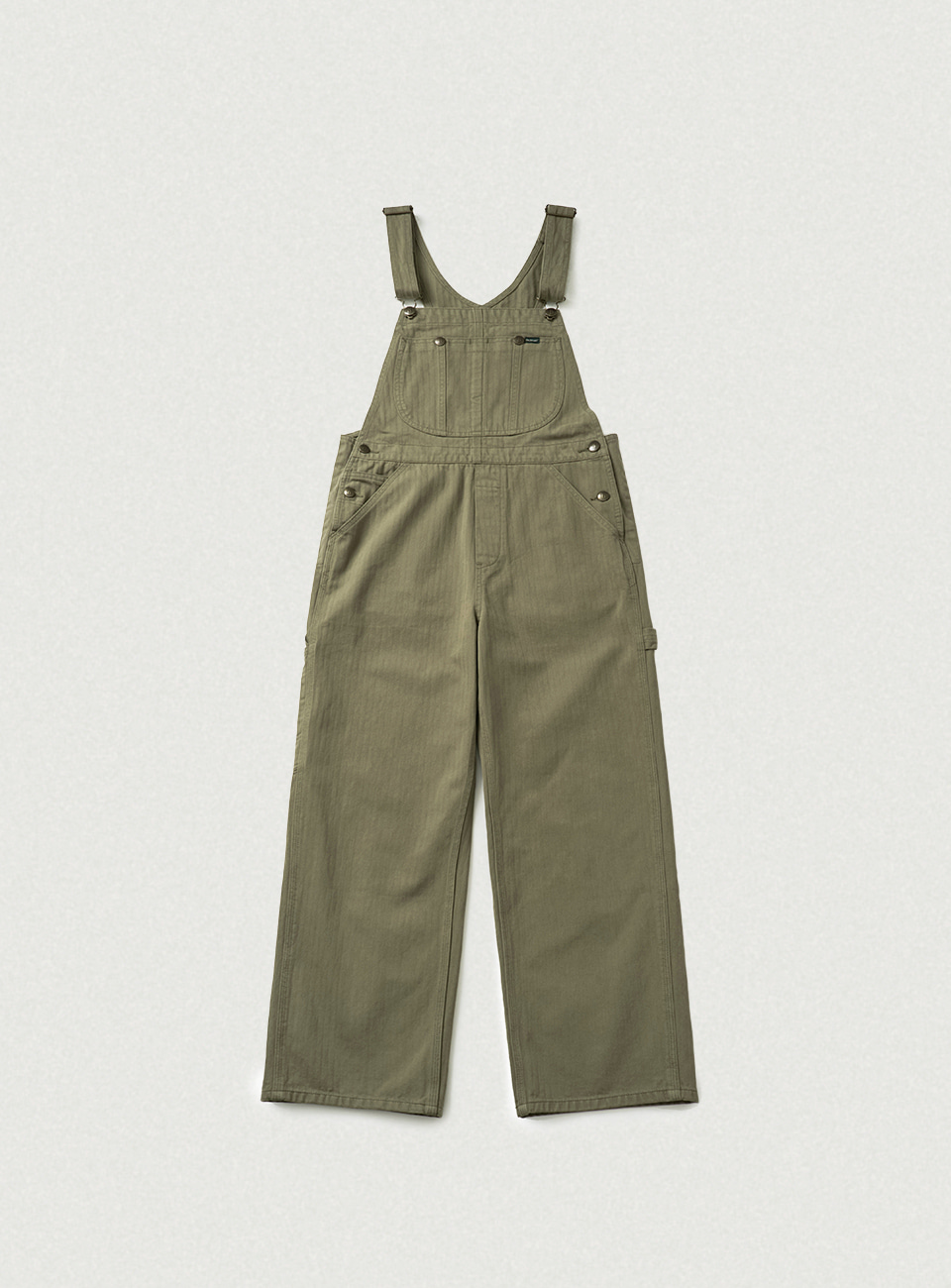 Leaf Herringbone Cotton Overall - Khaki