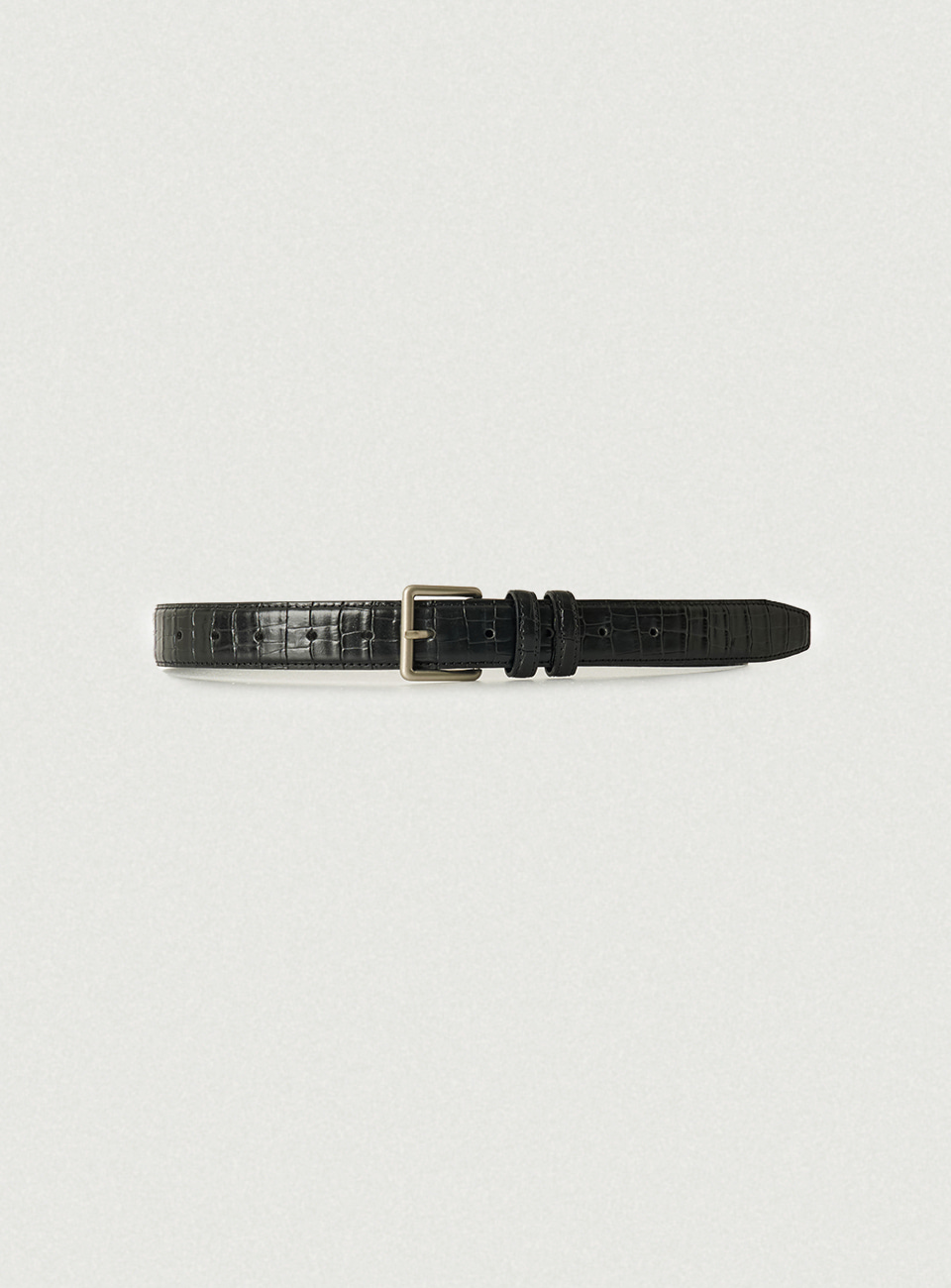 Square Bold Leather Belt - Black