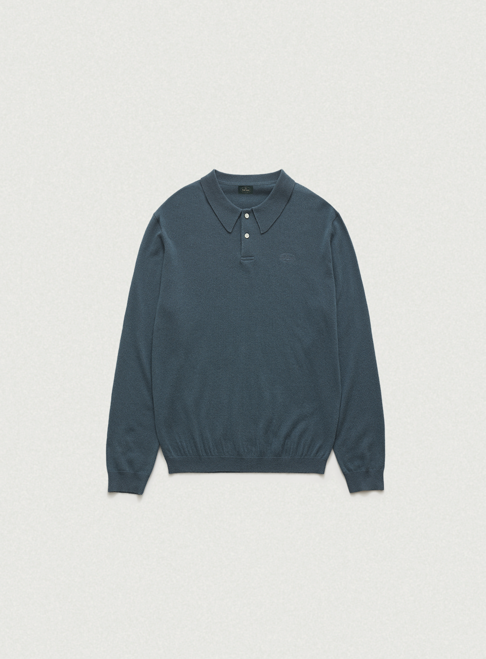 Oversized Cashmere Wimblyn Knit Polo Shirt - Blue Grey