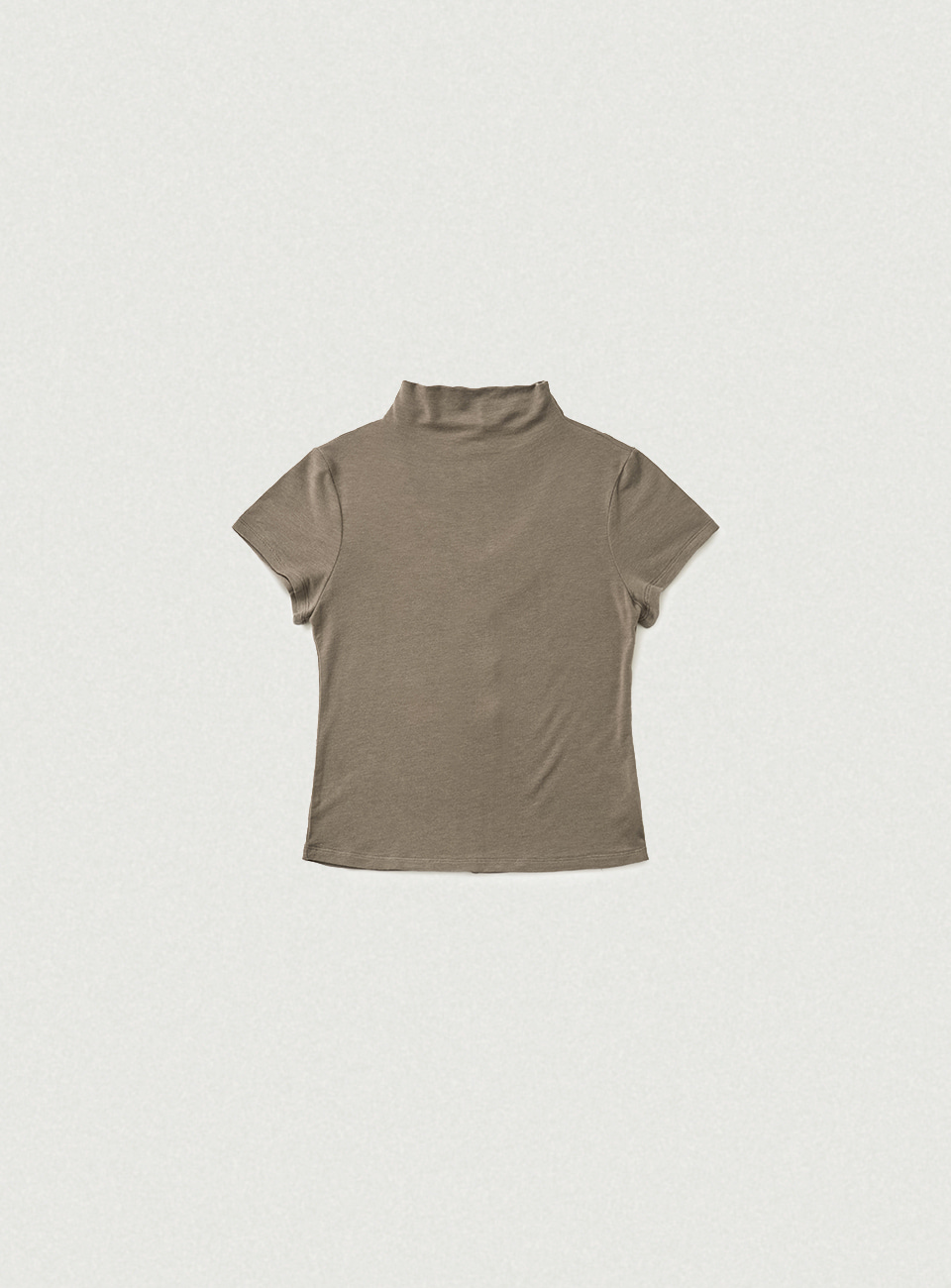 Wool Tencel Mock-Neck T-Shirt - Mocha