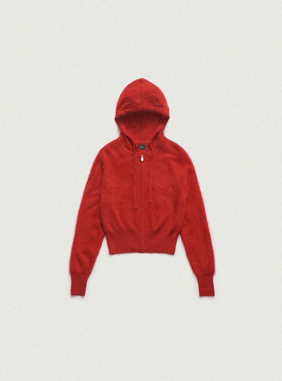 Fuzzy Hoodie Knit Zip-Up - Red