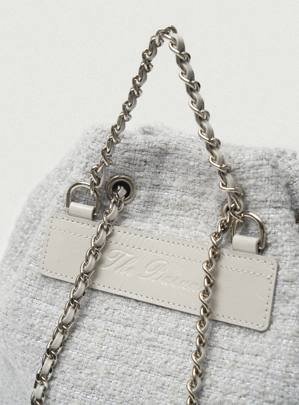 Tweed Drawstring Chain Backpack_Mint - The Barnnet