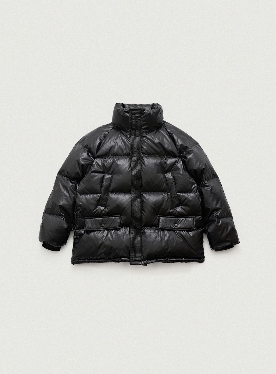 Black Glossy Goose Puffer Jacket