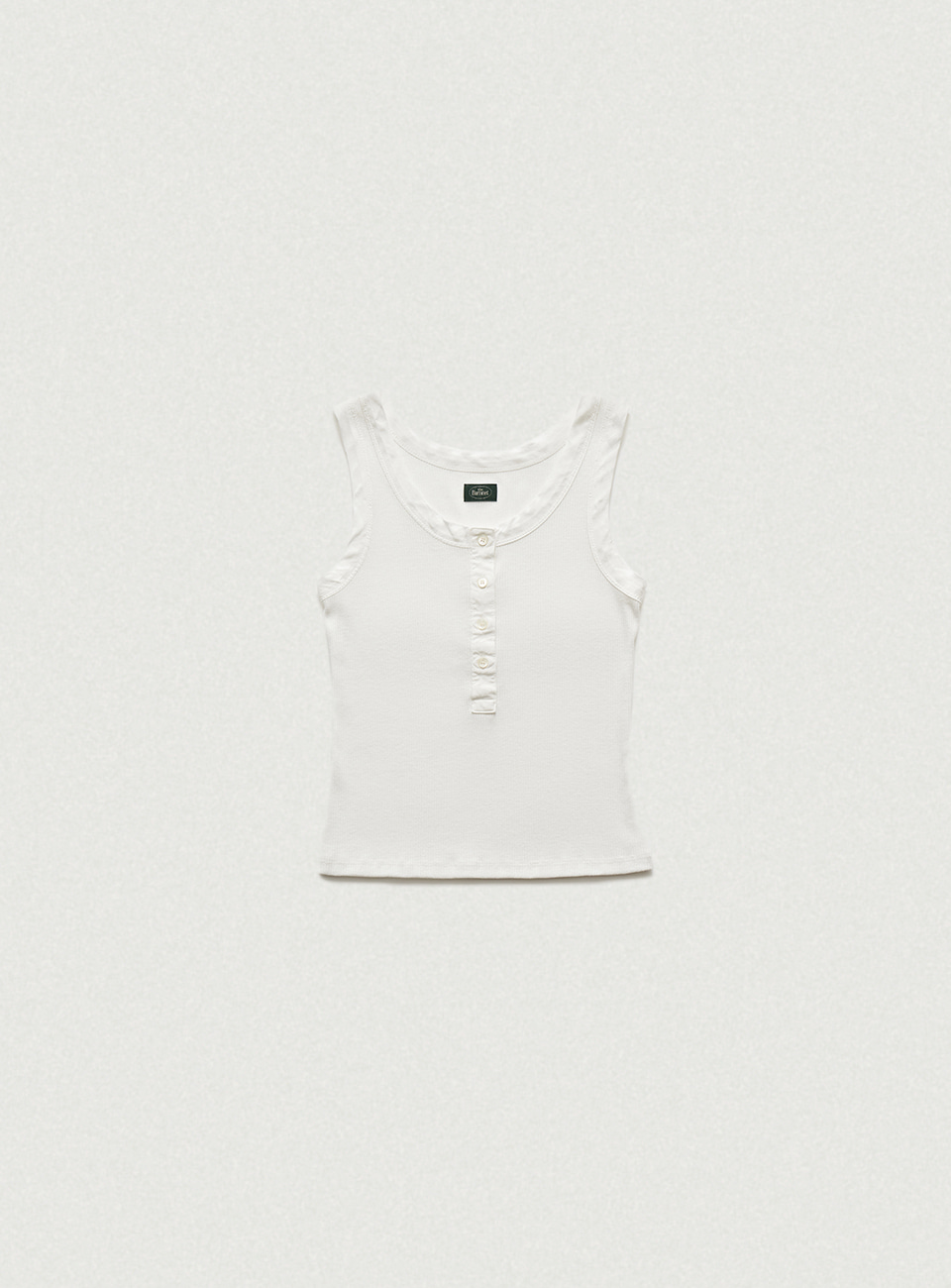 White Ribbed Henley Tank Top