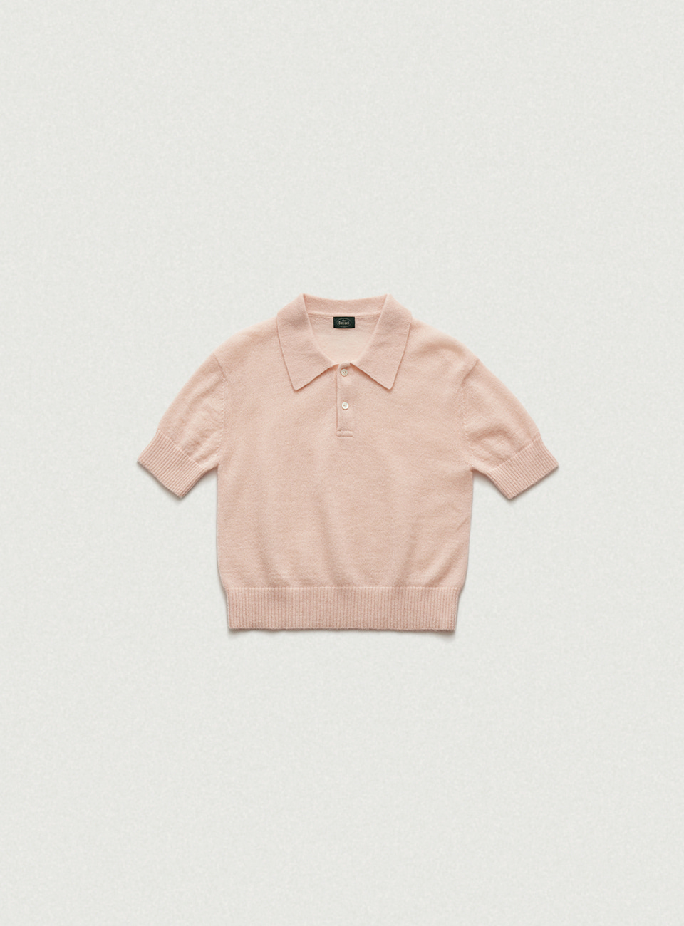 Peach Alpaca Knit Polo Shirt