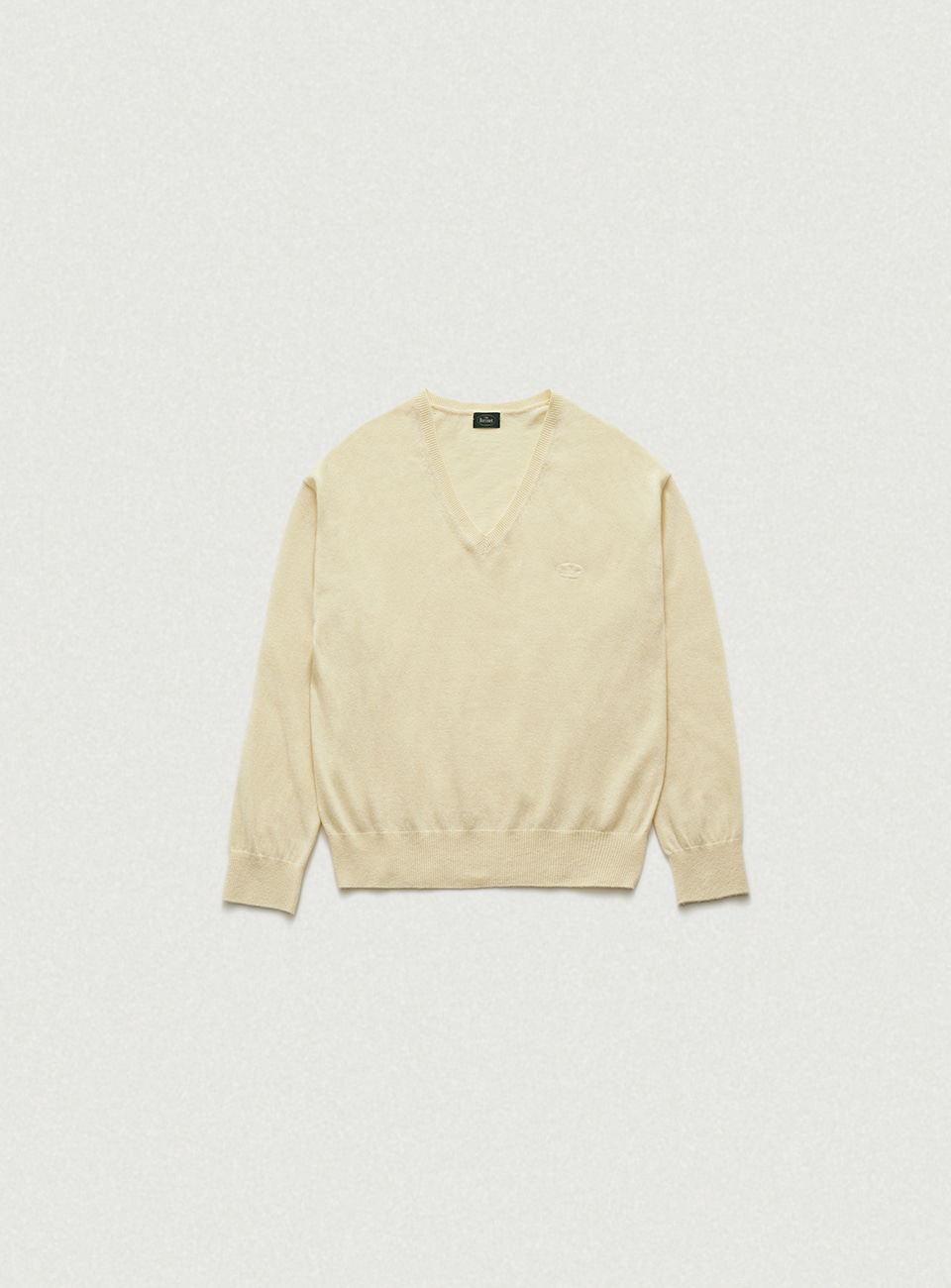 Yellow Light Plain V-Neck Knit Sweater