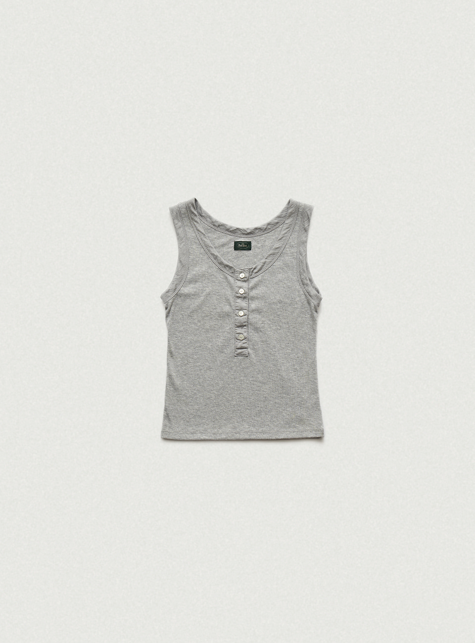 Grey Ribbed Henley Tank Top