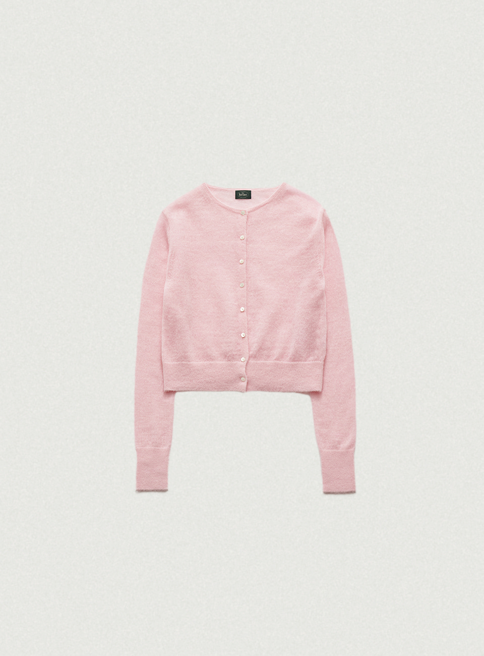 Pink Cropped Alpaca Knit Cardigan