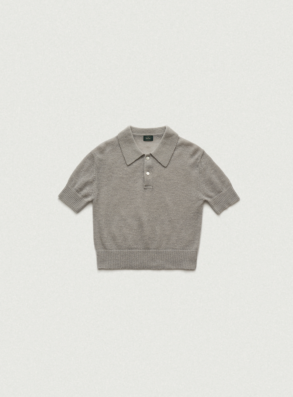 Grey Alpaca Knit Polo Shirt