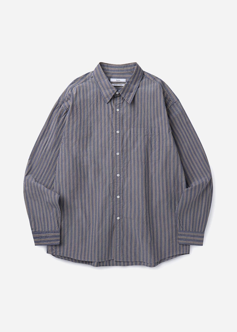 JAPANESE STRIPE EDITOR SHIRTS [NAVY/BROWN]