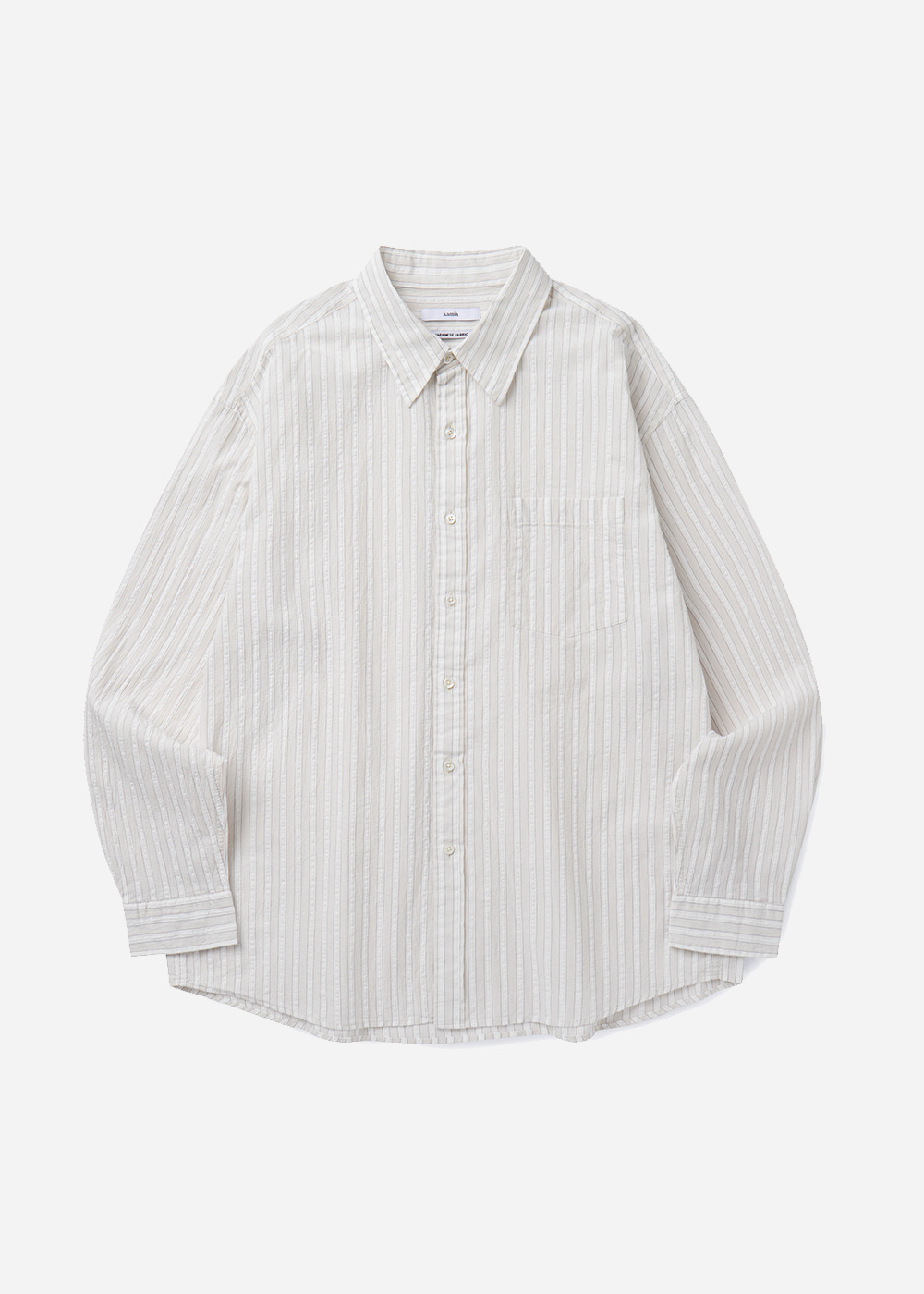 JAPANESE CRINKLE STRIPE EDITOR SHIRTS [BEIGE]