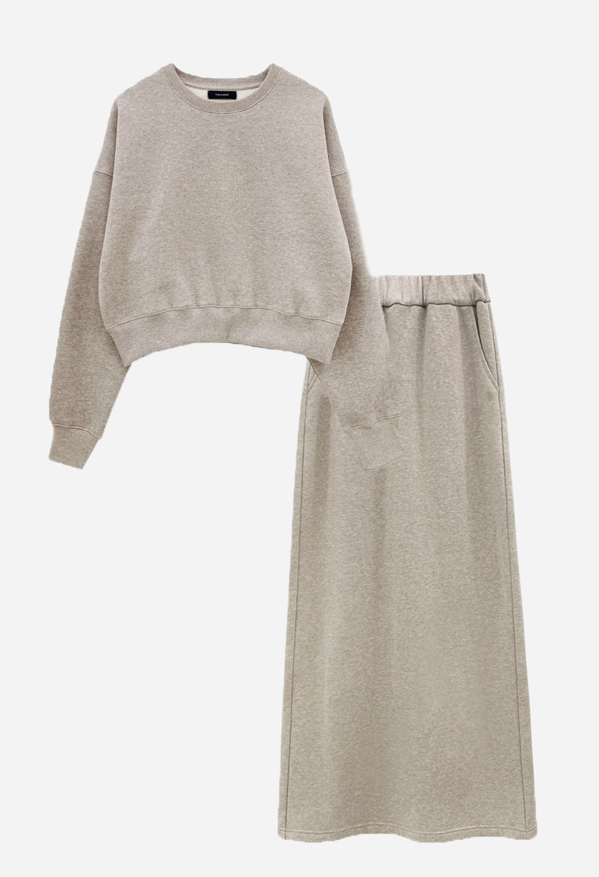Daily crewneck sweatshirt &amp; Maxi skirts SET(기모버전)