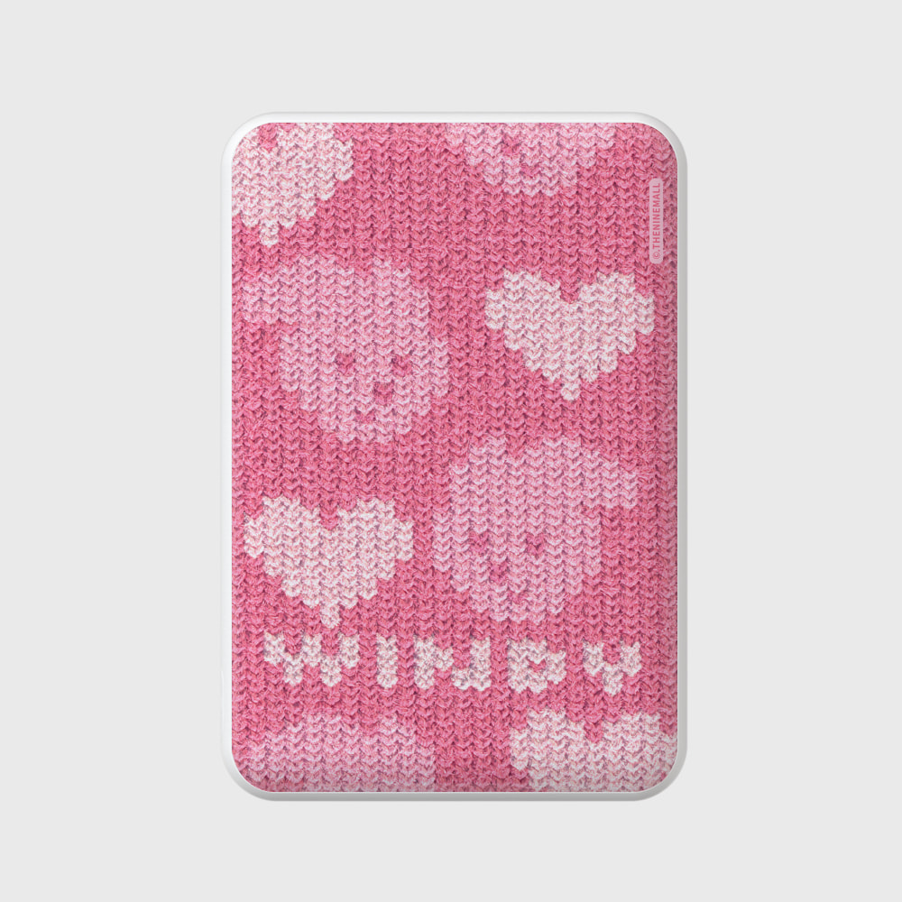 pink heart knit windy [맥세이프 보조배터리]