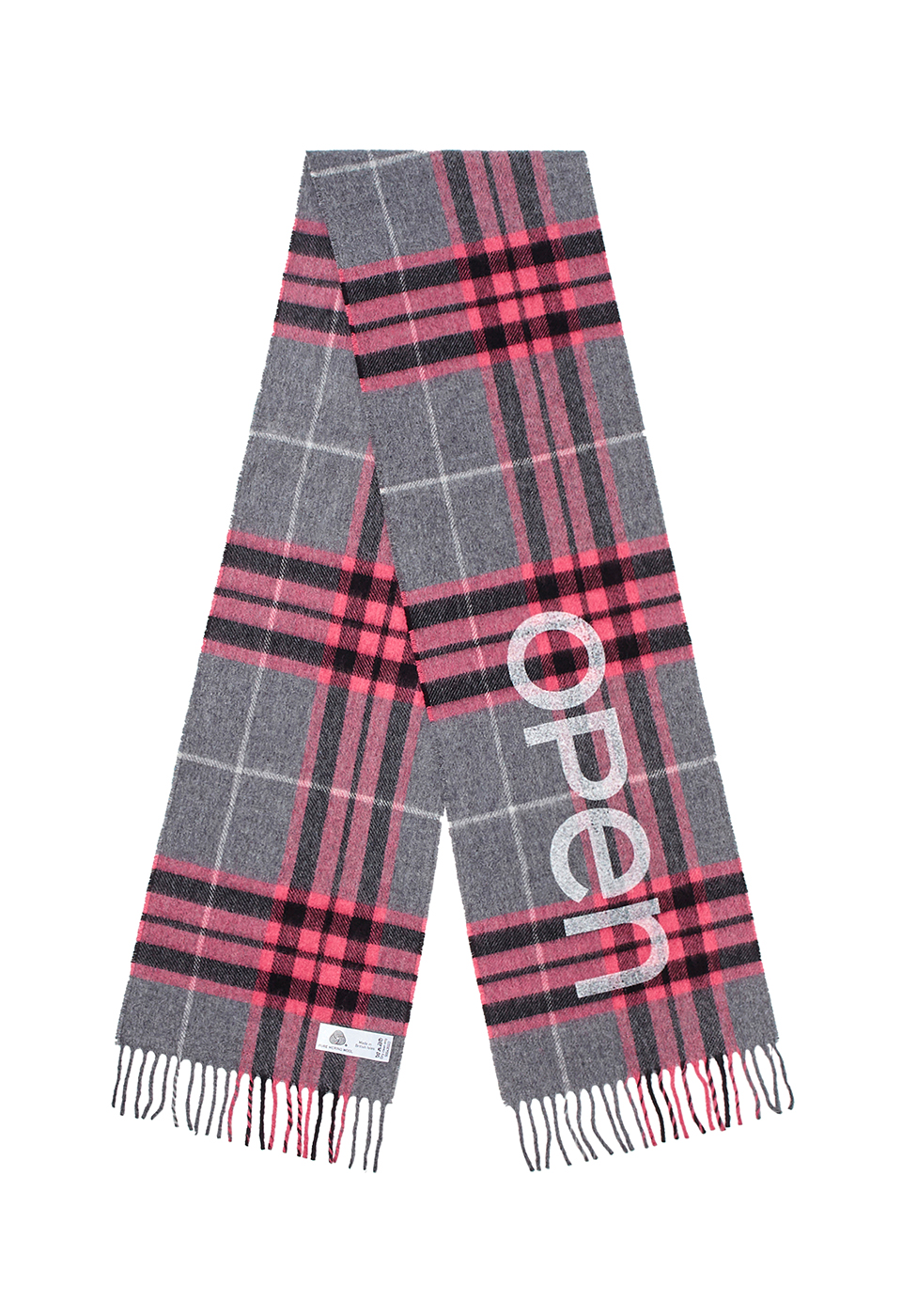 OPEN YY TARTAN WOOL SCARF, PINK