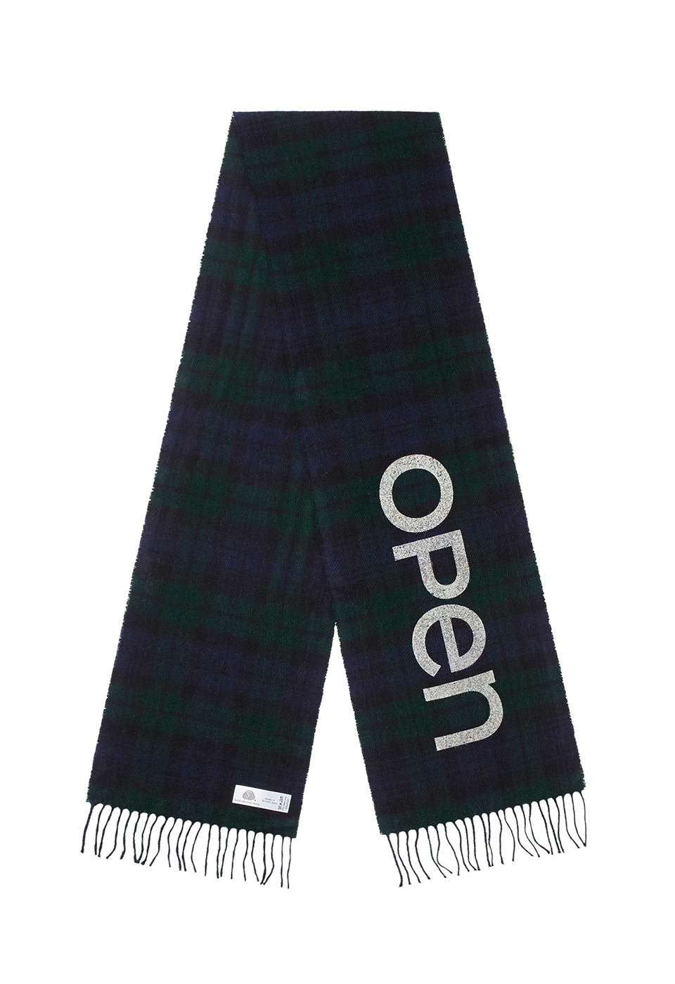 OPEN YY TARTAN WOOL SCARF, GREEN