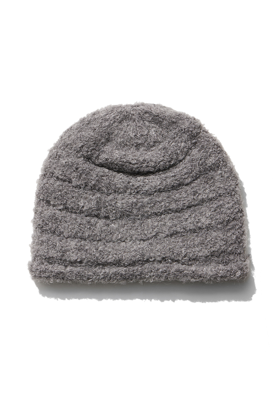 BOUCLE ROLLED BEANIE, GRAY