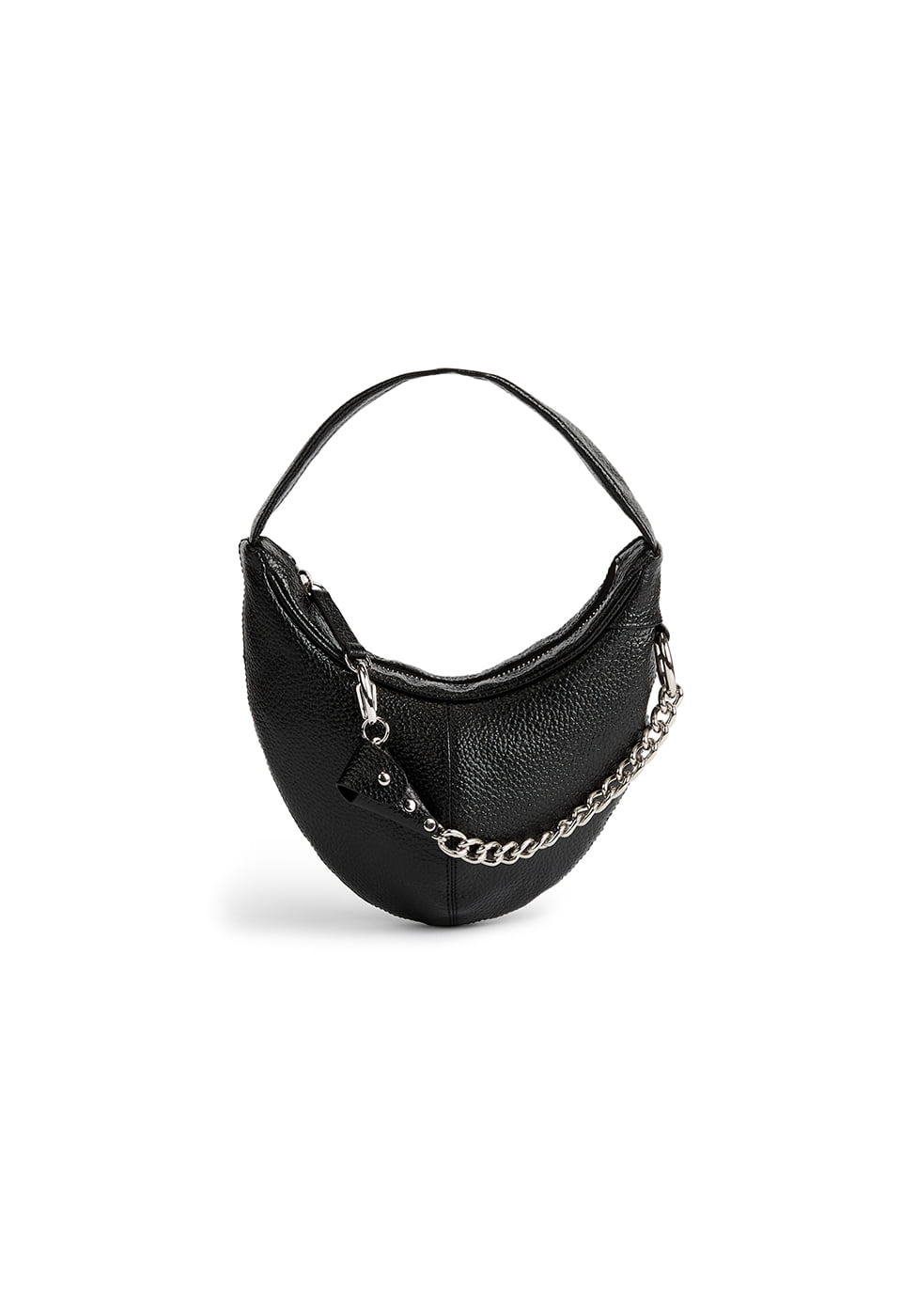 LEATHER MOTO HOBO MINI, BLACK