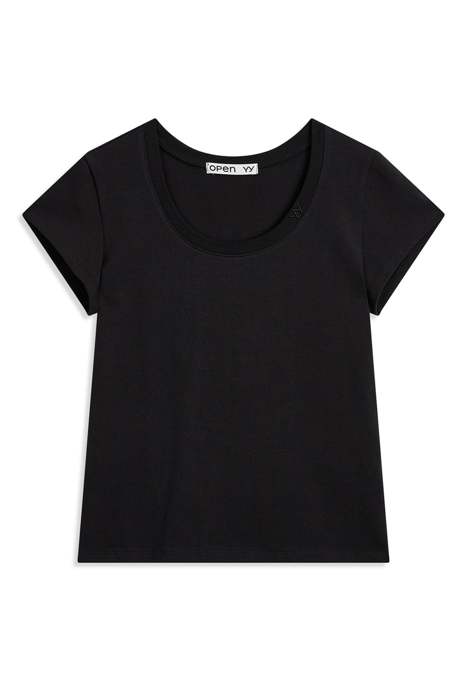 U-NECK SOLID TEE, BLACK