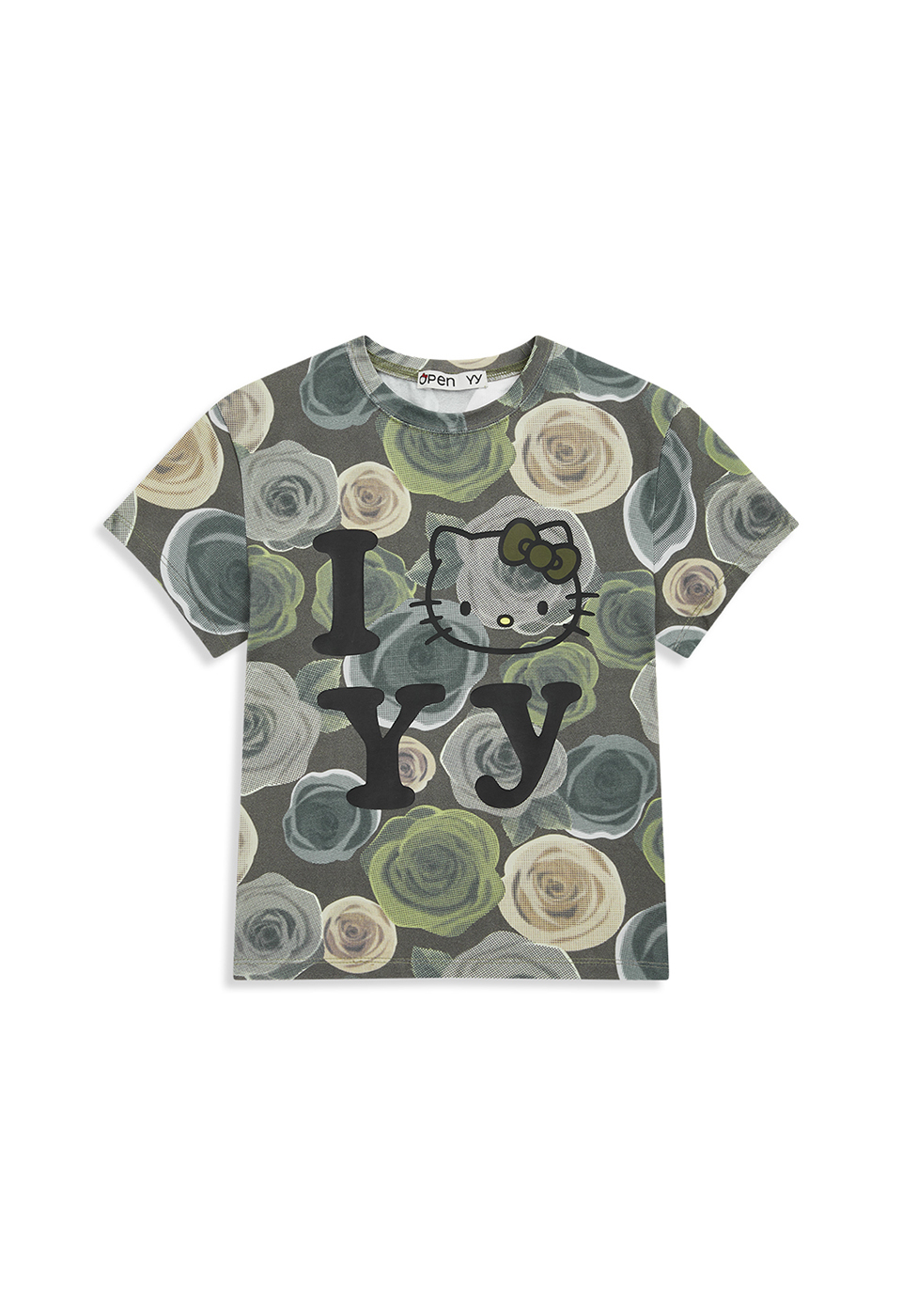 HELLO KITTY X YY BABY TEE, KHAKI