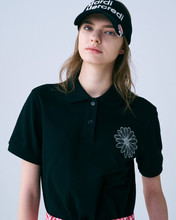 PIQUET TSHIRT FLOWER NEEDLEWORK_BLACK IVORY