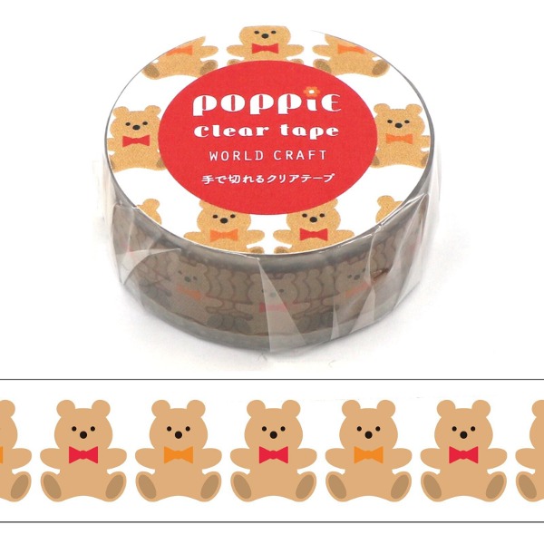 월드크래프트 POPPiE 클리어 투명 데코 테이프 15mm : 베어 패턴샐러드마켓