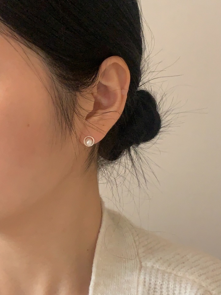 [silver 925] circle pearl earrings