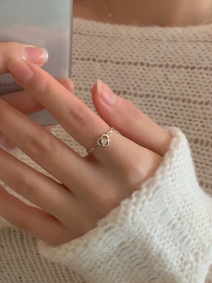 [silver 925] heart crystal ring