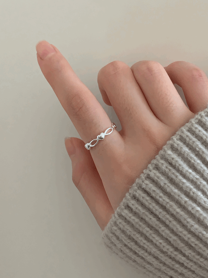 [silver 925] point heart open ring