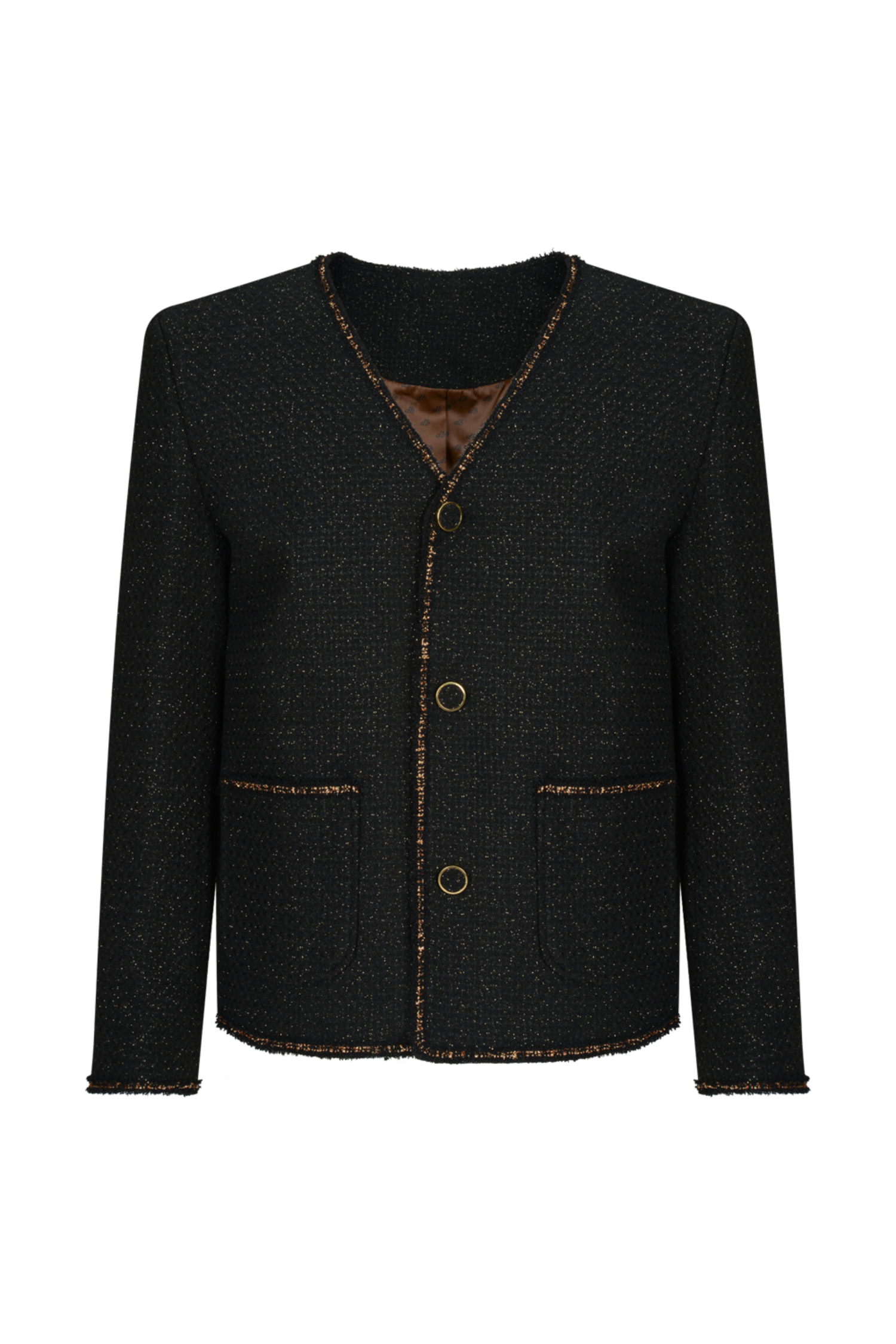 D:BEL블랙 V-neck Tweed Jacket