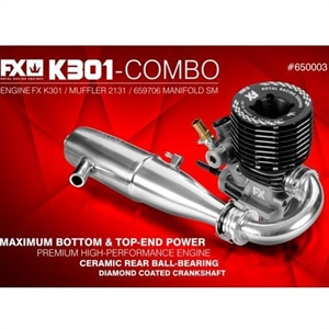 650005 FX K301 EC - Engine (3 ports, DLC, Ceramic Bearing, Tungsten Balanced) + Muffler 2131 + Manifold Medium