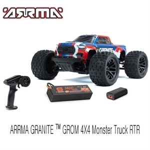 1/18 GRANITE GROM MEGA 380 브러시드 4X4 몬스터 트럭 RTR (배터리 및 충전기 포함, 녹색)