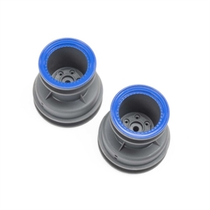 LOS41046 MT Wheel, Blue Beadlock, Lt Grey(2): Mini LMT