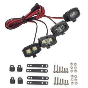 948633 사각 스포트라이트 LED (4) Headlight Spotlight for 1/10 Crawler 트라이얼 악세서리