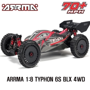 ARA106046 2019 (V4) ARRMA 1:8 TYPHON 6S BLX 4WD Brushless Buggy RTR, Red/Grey 전동버기 112 KM/H+