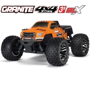 ARA102720T1 1/10 GRANITE 3S BLX 4WD Brushless Monster Truck with Spektrum RTR, Orange/Black