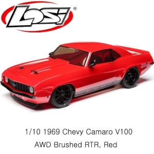 LOS03033T1 1/10 1969 Chevy Camaro V100 AWD Brushed RTR, Red