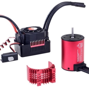 697238888008 Waterproof 3650 Brushless Motor with 60A ESC Combo + Red Heatsink (5900KV)