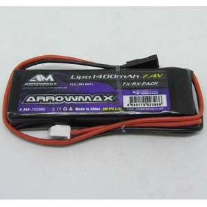 AM-700996 AM Lipo 1400mAh 7.4V Receiver Pack GP (JR Plug)