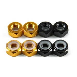 724000007-0 Aluminum Flange Low Profile Nyloc Nut M5 (4 Black CW &amp; 4 Gold CCW)