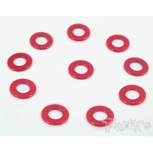 TA-007R Aluminum 3mm Bore Washer 0.75mm (Red) 10pcs. (#TA-007R)