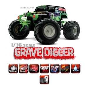 CB7202A 1/16 SCALE 2WD MONSTER JAM REPLICA MONSTER TRUCK (AM 송수신기), 가방포함