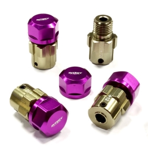 C25090PURPLE Billet Machined 17mm Wheel Hex (4) +12mm Offset for T-Maxx, 1/10 Revo &amp; Summit