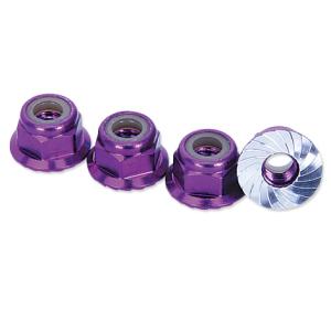 Purple Aluminium Nylon Locknut M4 W/Flange